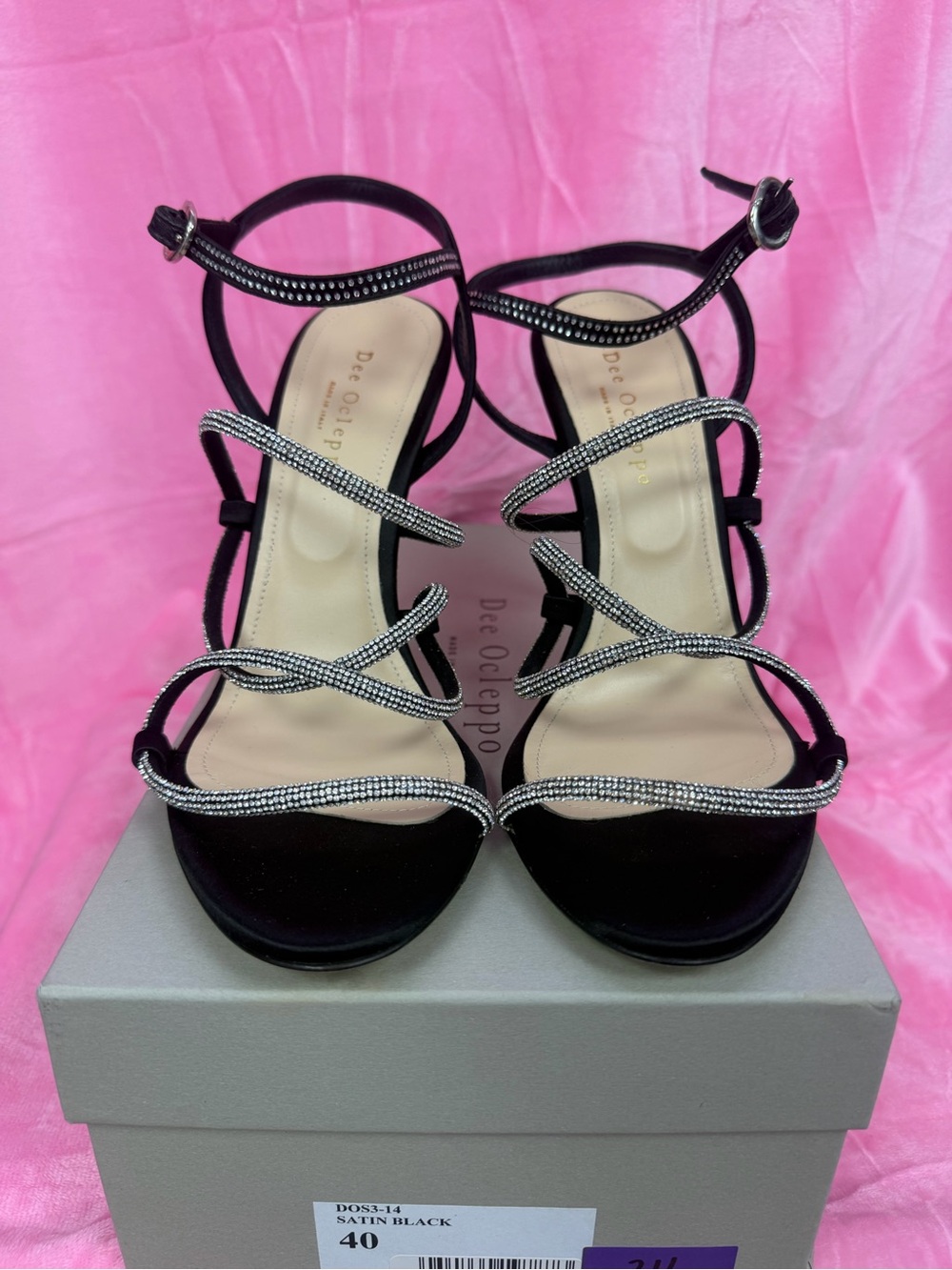 Black Strappy Rhinestone Evening Sandals Dee Oclepoo